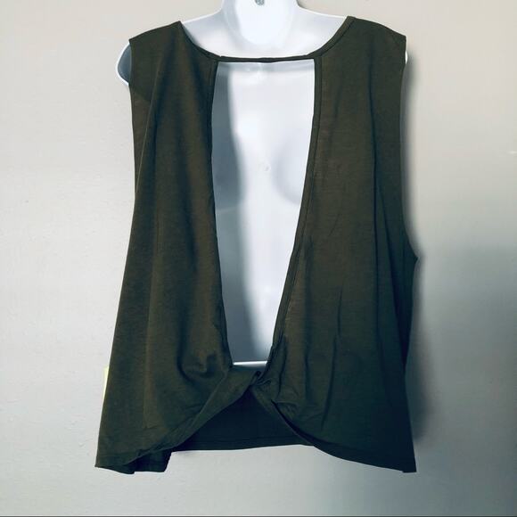 Zumba Dance Women's XL  'Love Over Likes' Open Back Workout Tank Top Green - Picture 7 of 9